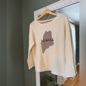 Pink Pineapple Maine Mama Rolled Hem Cream Sweater